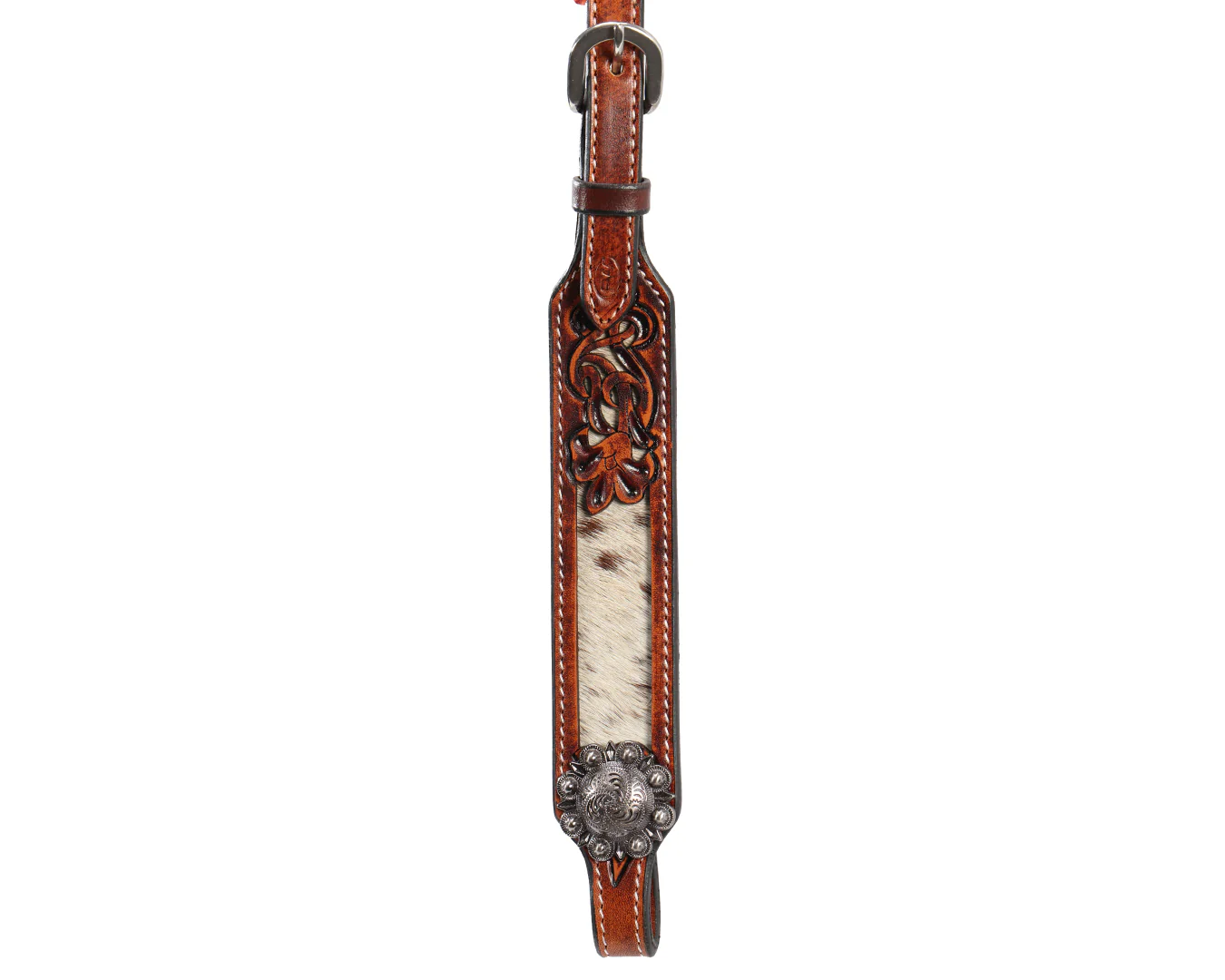 Fort Worth Longhorn Headstall- Cowhide Inlay - Image 6