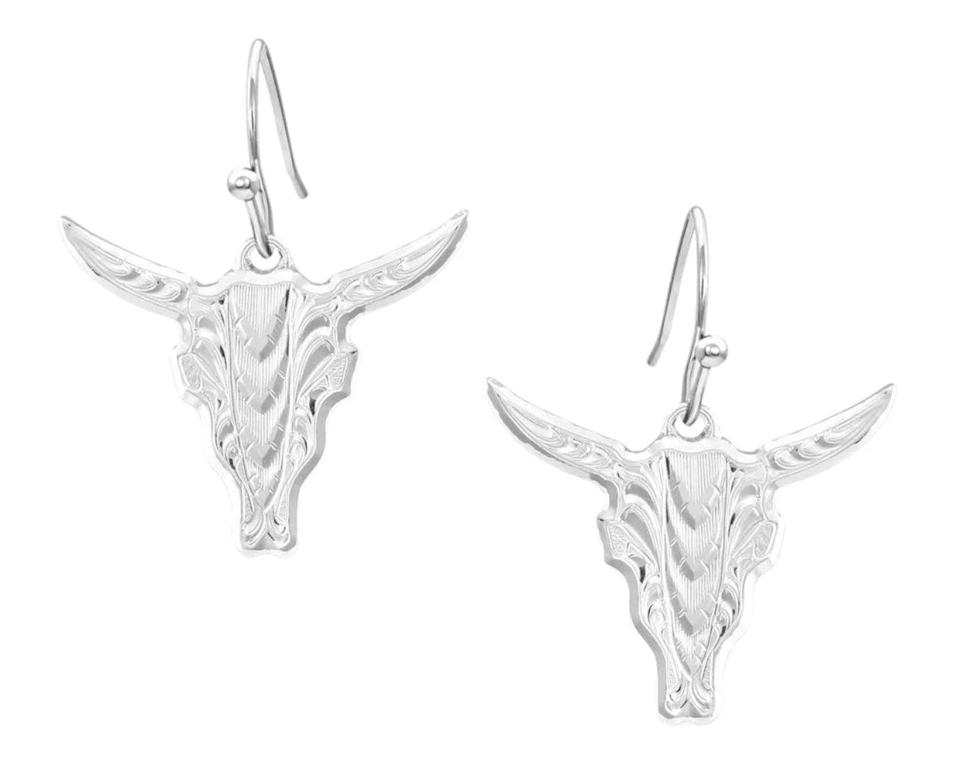 Montana Silversmiths Chiseled Steer Head Earrings