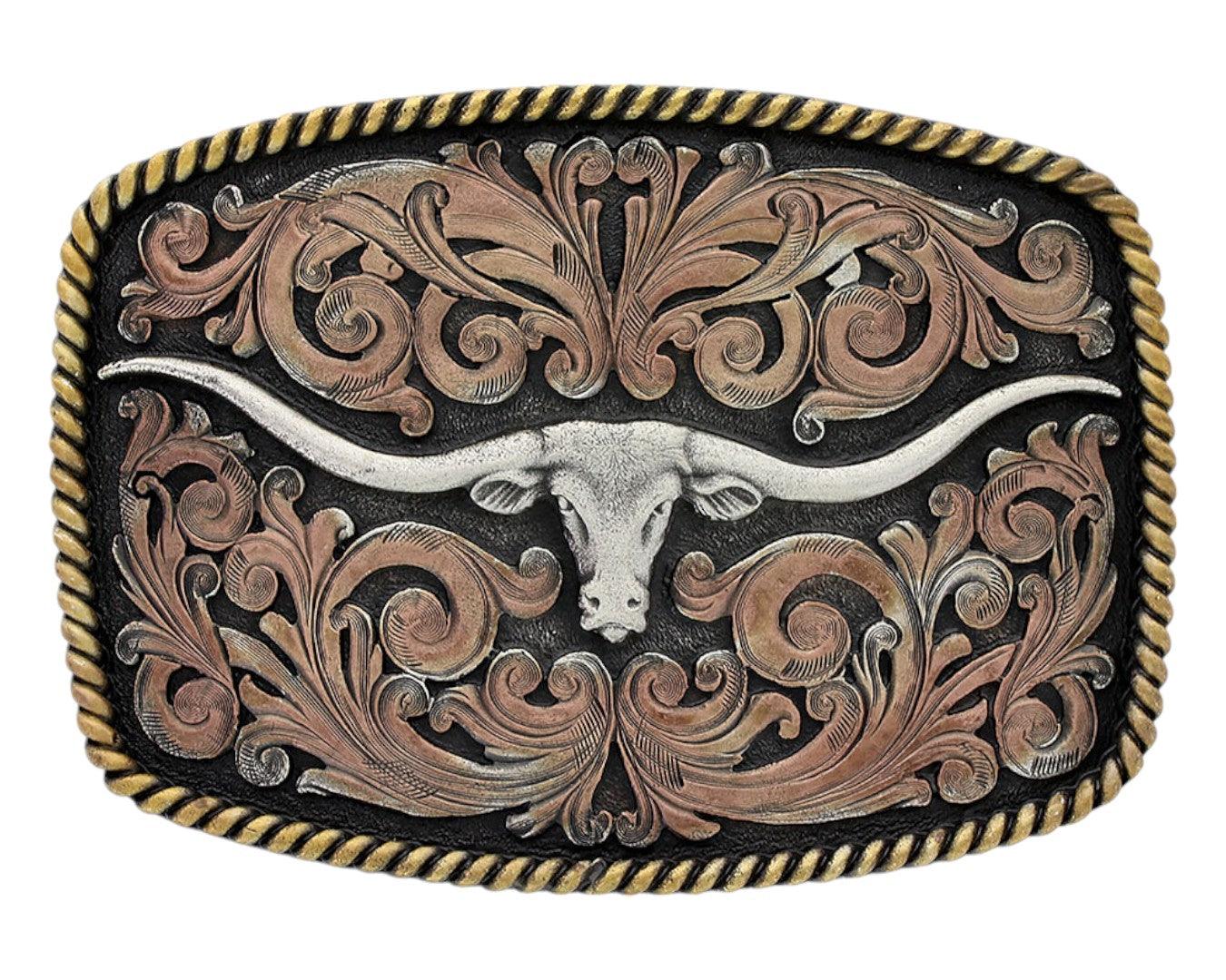 Montana Silversmiths Tri-Colour Longhorn Belt Buckle