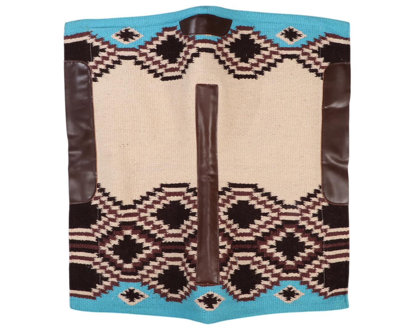Navajo Felt Lined Saddle Pad - Chocolate & Turquoise 34" x 36" - Image 5
