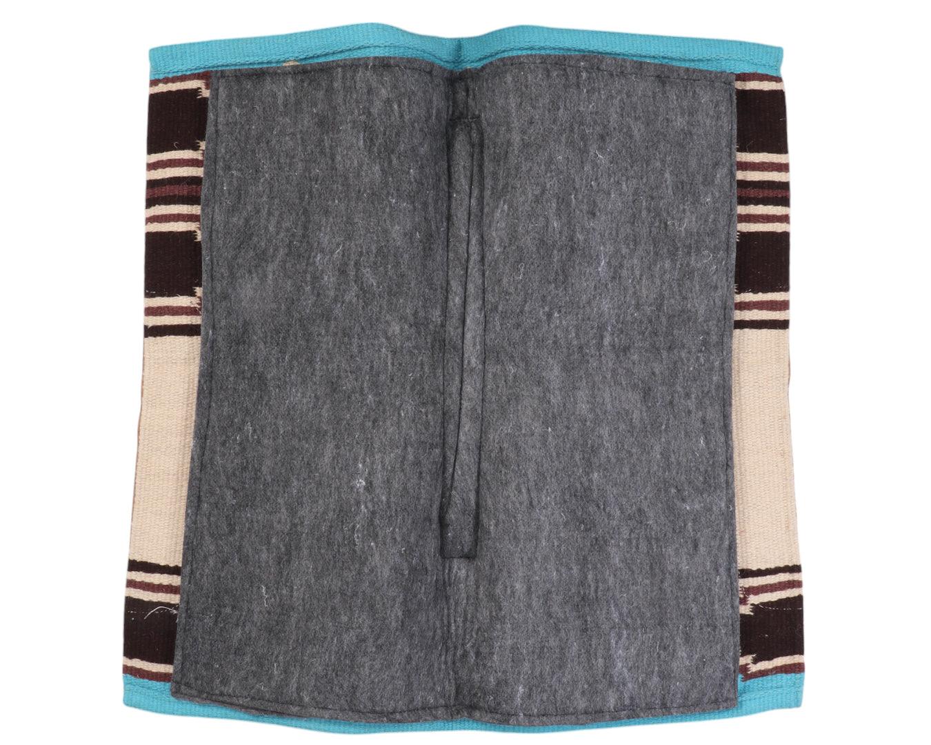 Navajo Felt Lined Saddle Pad - Chocolate & Turquoise 34" x 36" - Image 6