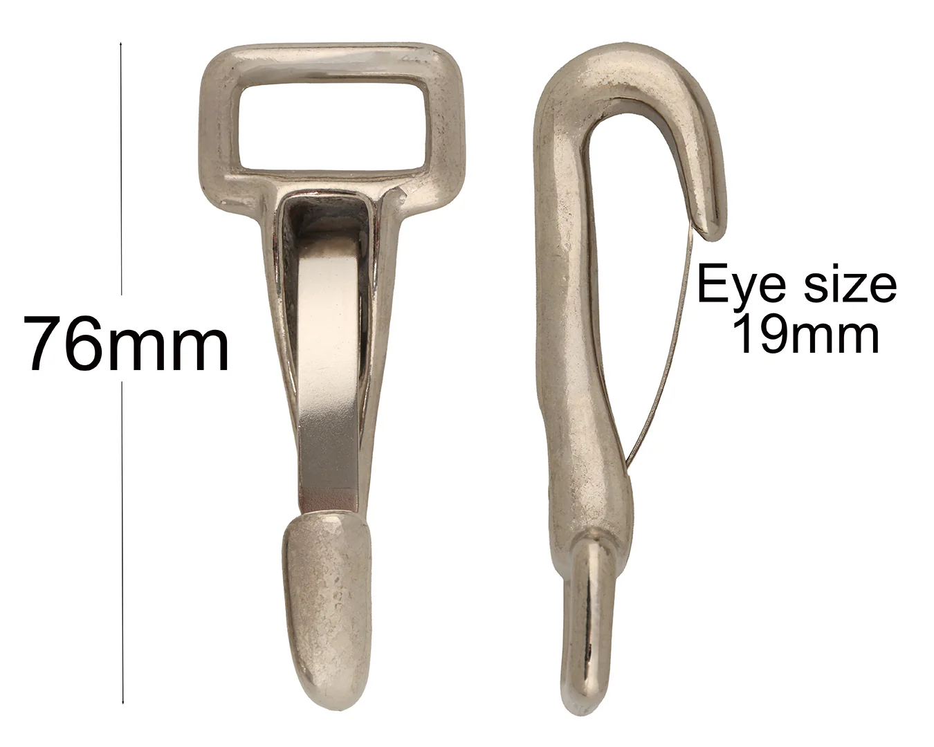 Nickel Plated Flat Rigid Eye Spring Snaphook - Image 2