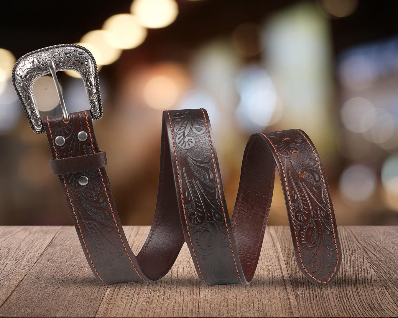 Pilbara Western Dress Buckle Tooled Leather Belt - Image 4