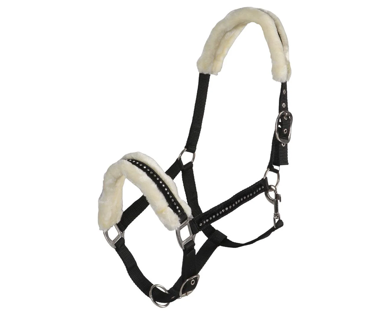 Rancher Crystal Velvet Mink Halter - Black