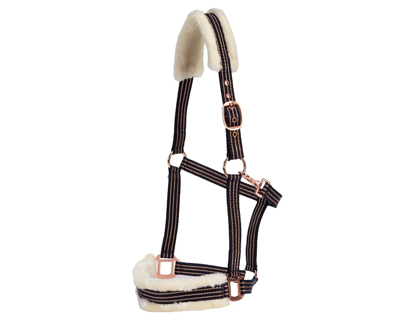 Rancher Fleece Padded Halter - Navy & Gold