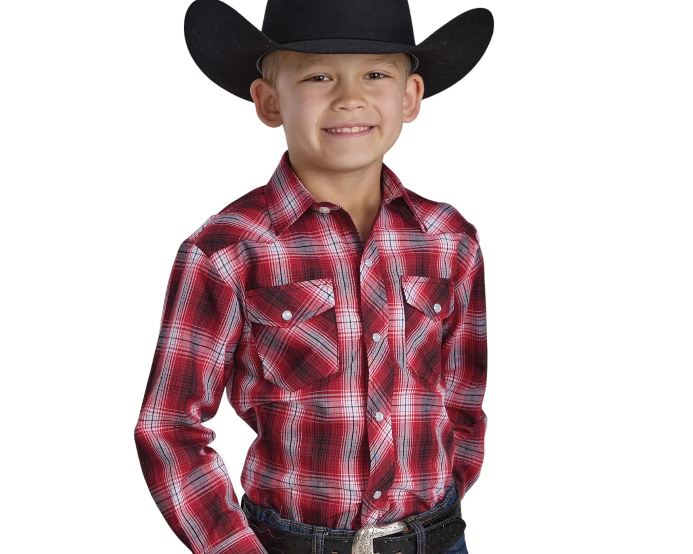 Roper Karman Classic Boy's Plaid Shirt- Red