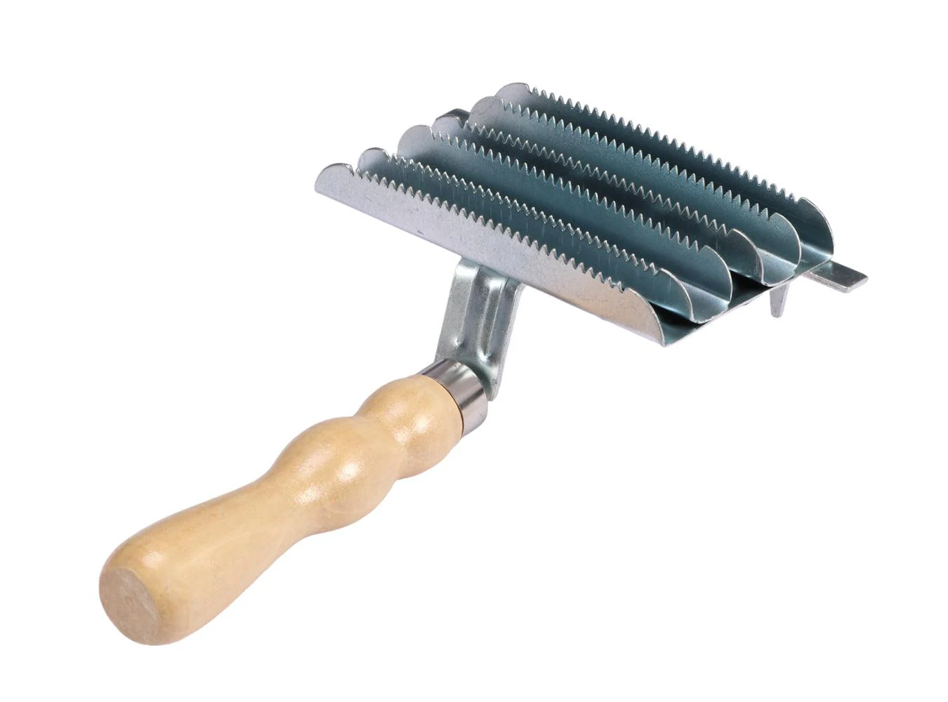 Steel Curry and Mane Comb with Wooden Handle - Image 2