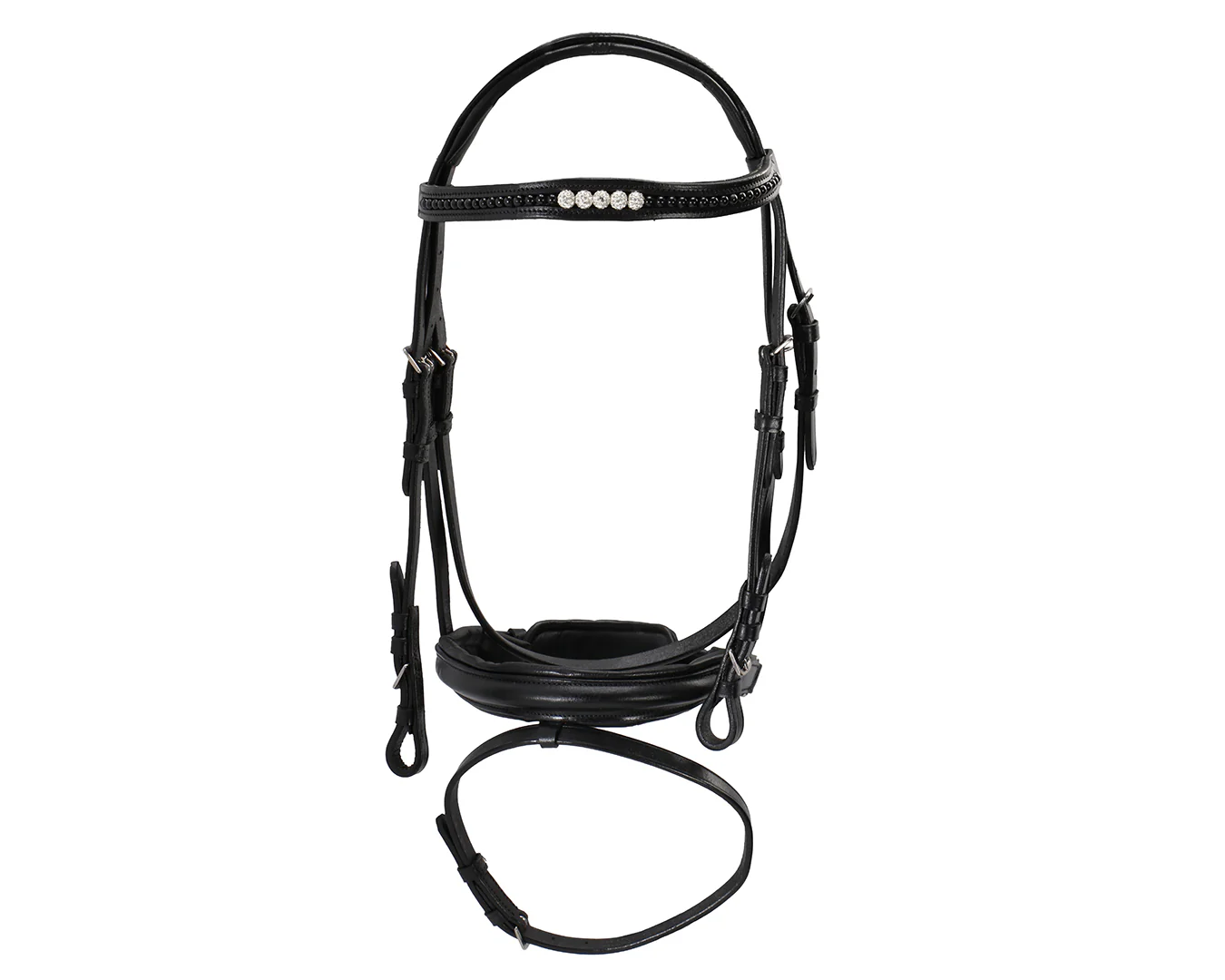 Sterling Pearl Snaffle Bridle with Padded Poll & Browband - Image 4