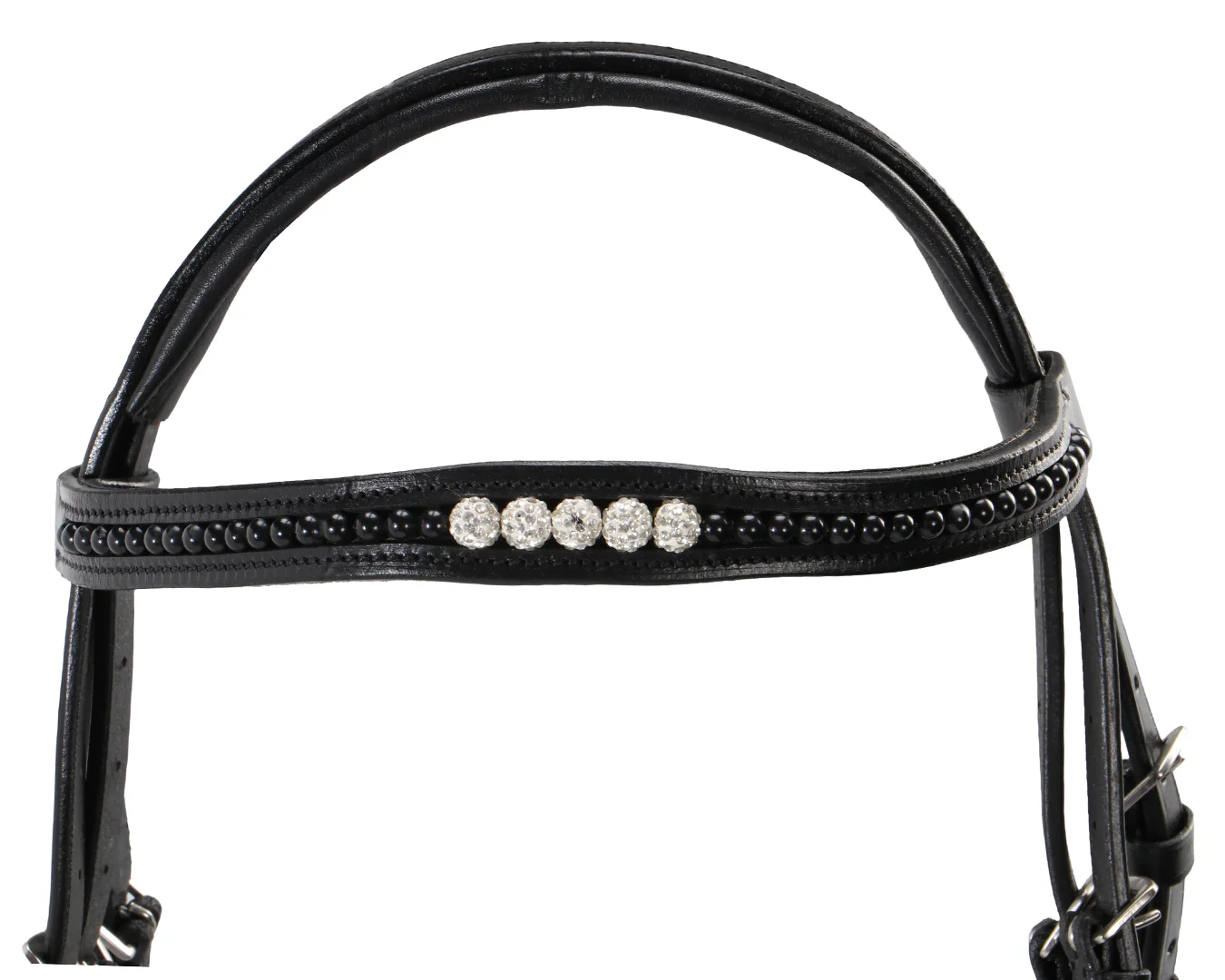 Sterling Pearl Snaffle Bridle with Padded Poll & Browband - Image 5