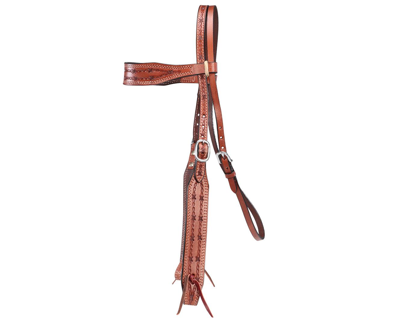 Texas-Tack Barbed Wire Headstall Tan - Image 3