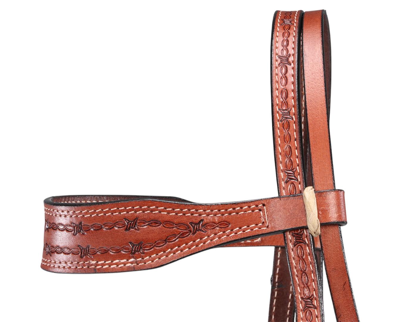 Texas-Tack Barbed Wire Headstall Tan - Image 4