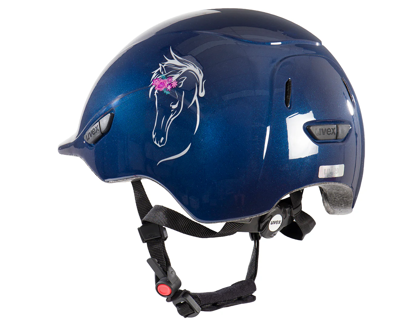 Uvex Kidoxx Riding Helmet - Flower Shiny Navy - Image 3