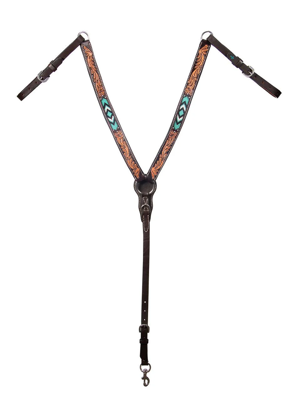 Weaver Cross Turquoise Beaded 1 1/4" Straight Breastcollar